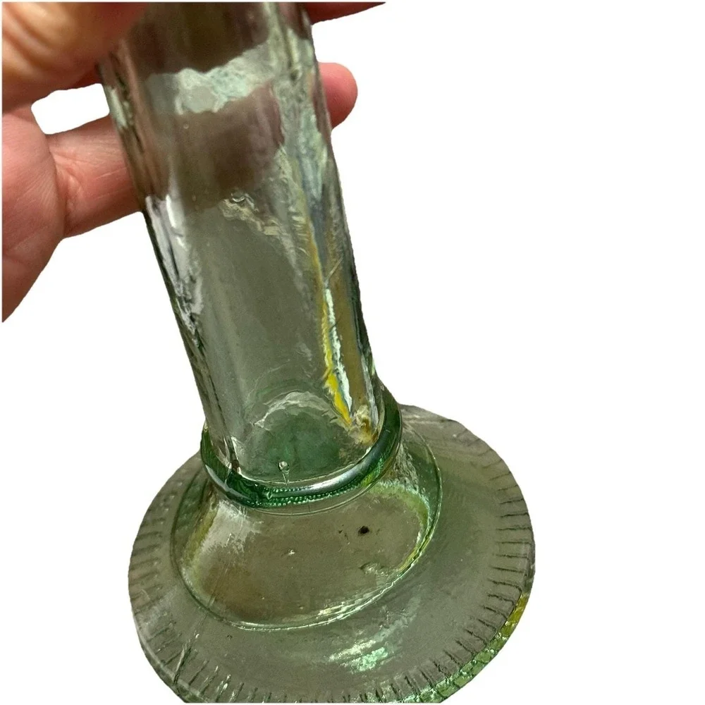 Vintage Green‎ Glass Candlestick Holder 11